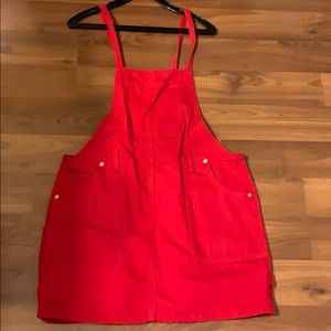 Red overall dress